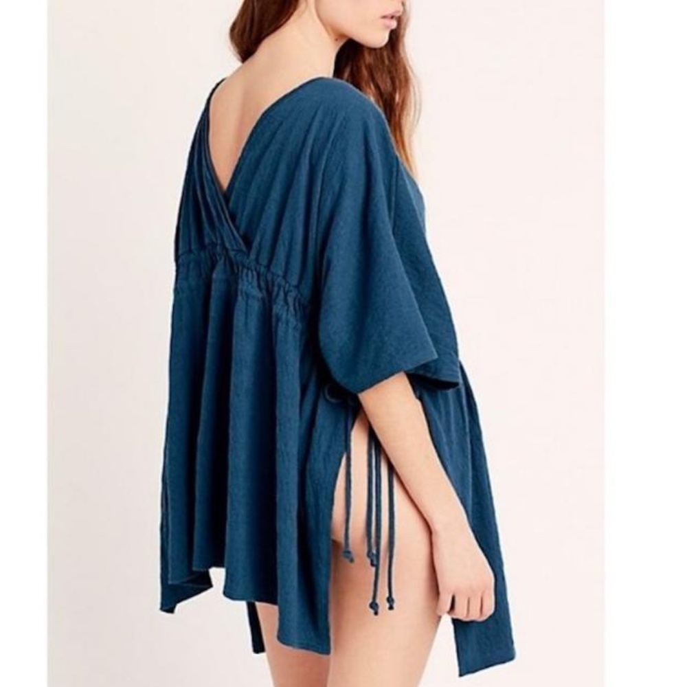 Free People Beach XS/S Teal Side Tie Swim Coverup - Picture 2 of 8